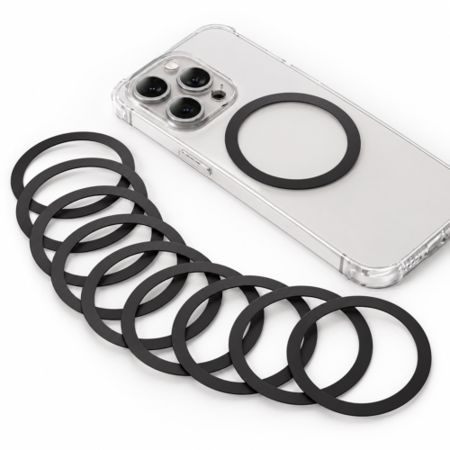 doce anillos magnéticos junto a smartphone plateado (1)